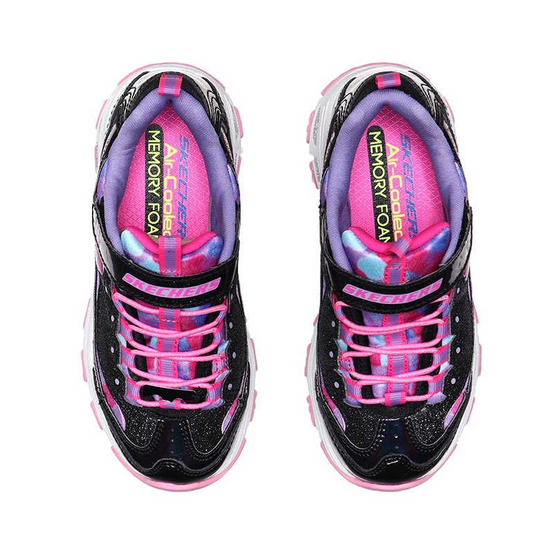 【自营】Skechers斯凯奇女童鞋休闲鞋时尚拼接防滑熊猫鞋80528L 80528L/BKMT黑色+多彩色