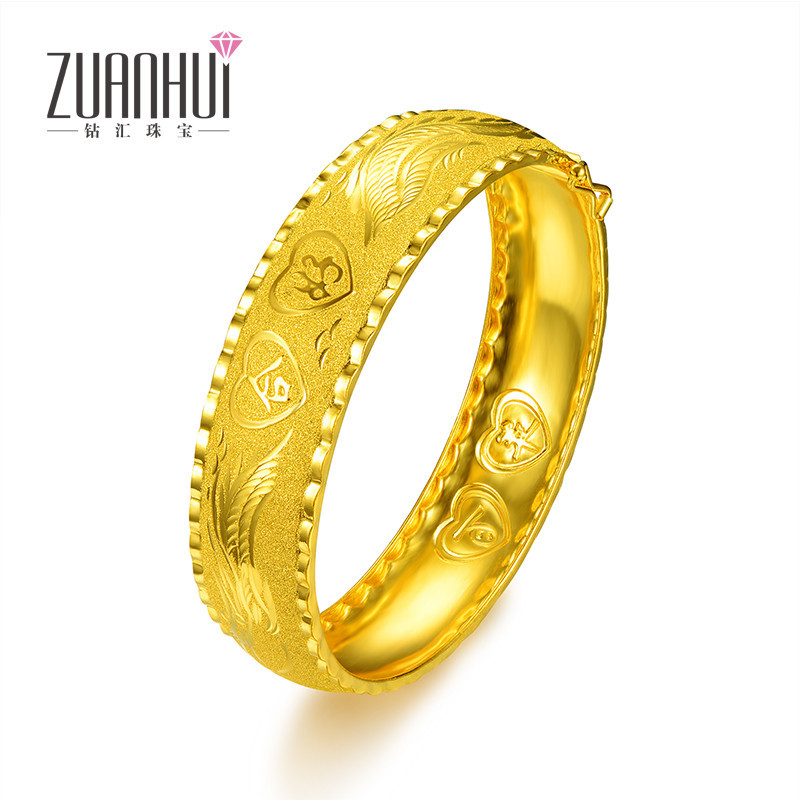 ZUANHUI钻汇珠宝 手镯 黄金999足金婚庆 百年好合龙凤手镯一对结订婚结婚送礼