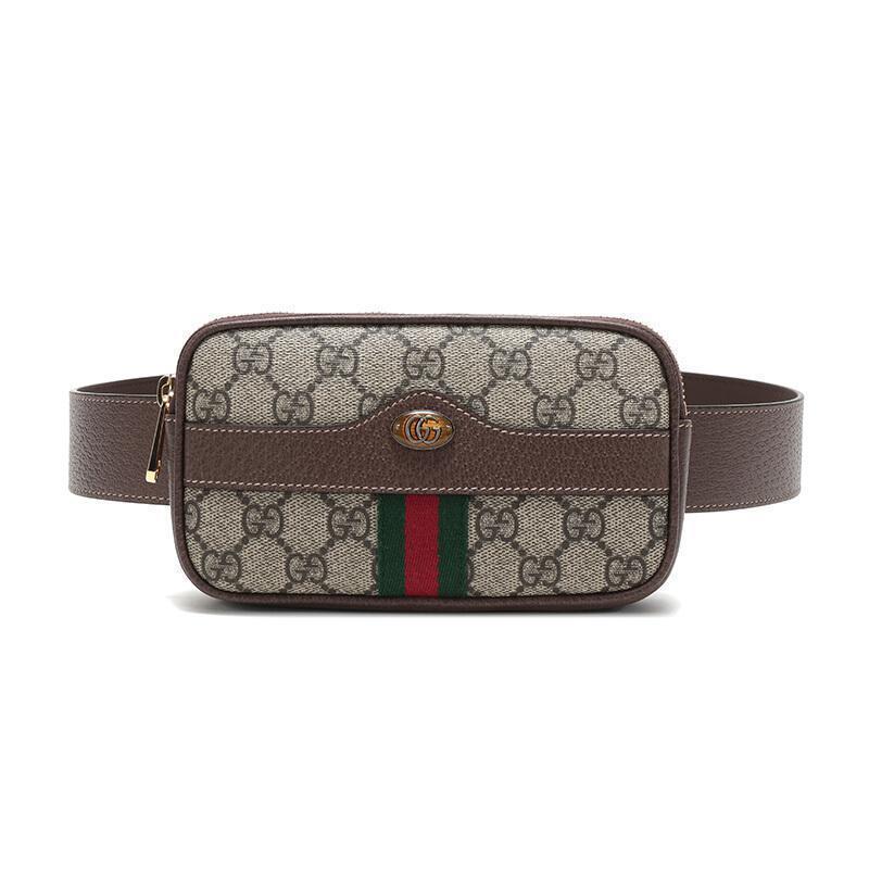 GUCCI 古驰 女士高级人造帆布配皮iPhone保护套单肩斜挎包腰包 519308 96IWS