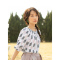 茵曼衬衣2019夏装新款橡筋圆领系带文艺复古格纹衬衫女时尚个性