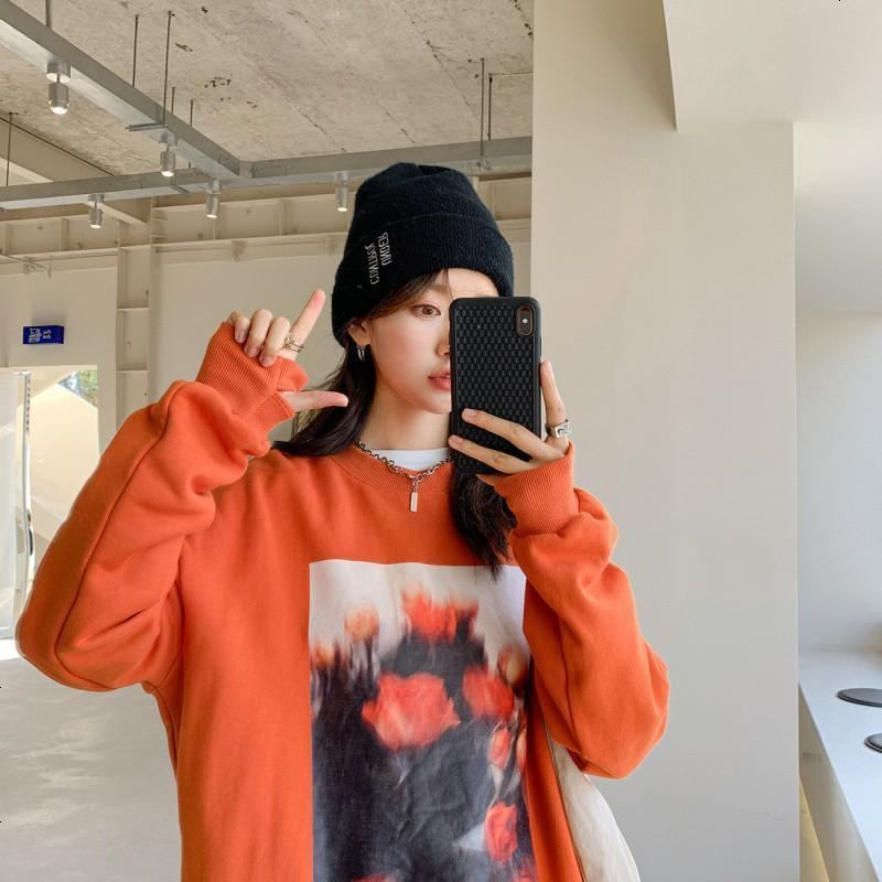 OtherMix白色oversize圆领卫衣2021春新款女新年宽松中长款上衣潮