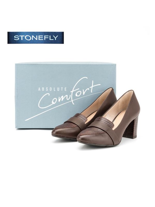 斯通富来STONEFLY羊皮尖头中跟套脚纯色浅口女鞋SD63112708
