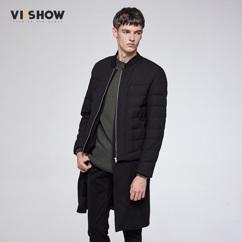 viishow潮牌冬装男士中长款白鸭绒羽绒服男保暖外套_1