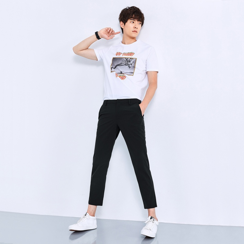 太平鸟男装 2018夏季新款 男士时尚修身裤子潮流九分裤休闲裤青年