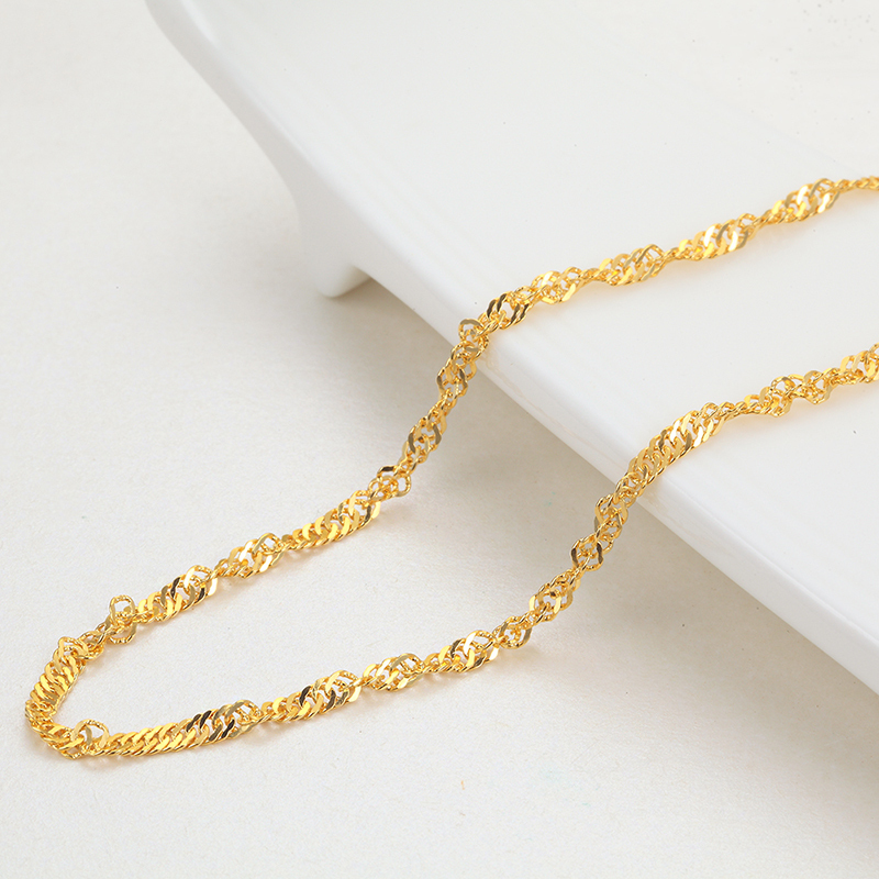 黄金码头彩金项链18k黄金黄水波项链女款百搭节日礼物au750