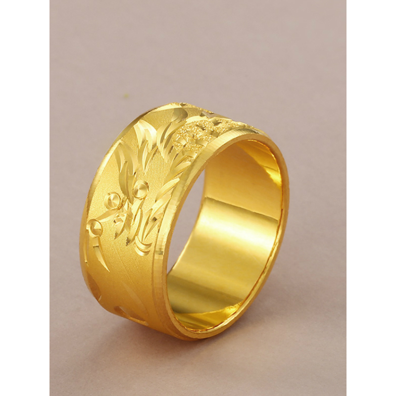 金大福(King tai fook)珠宝 黄金足金999宽版龙戒黄金戒指 男款足金戒指 EGRR00010