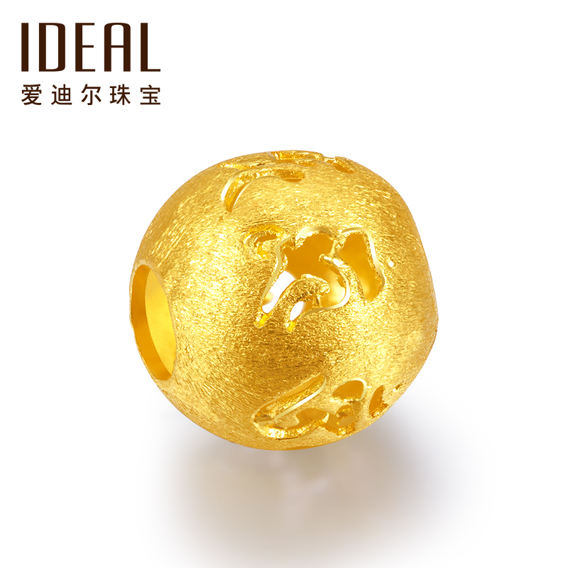 IDEAL爱迪尔珠宝黄金3D硬金转运珠999足金手串吊坠手链黄金六字箴言转运珠千足金手串男女款挂坠HJ081 约1.2g