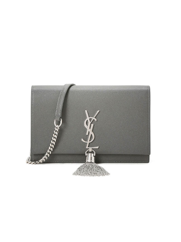 YSL 圣罗兰 KATE 女士单肩包 链条包小号 流苏款字母LOGO鳄鱼压纹452159金链