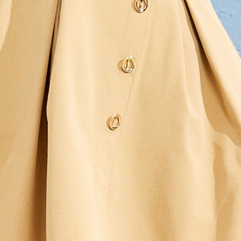 美丽衣橱卡其色连衣裙女2019夏新款时尚百搭圆领无袖高腰裙子潮图片