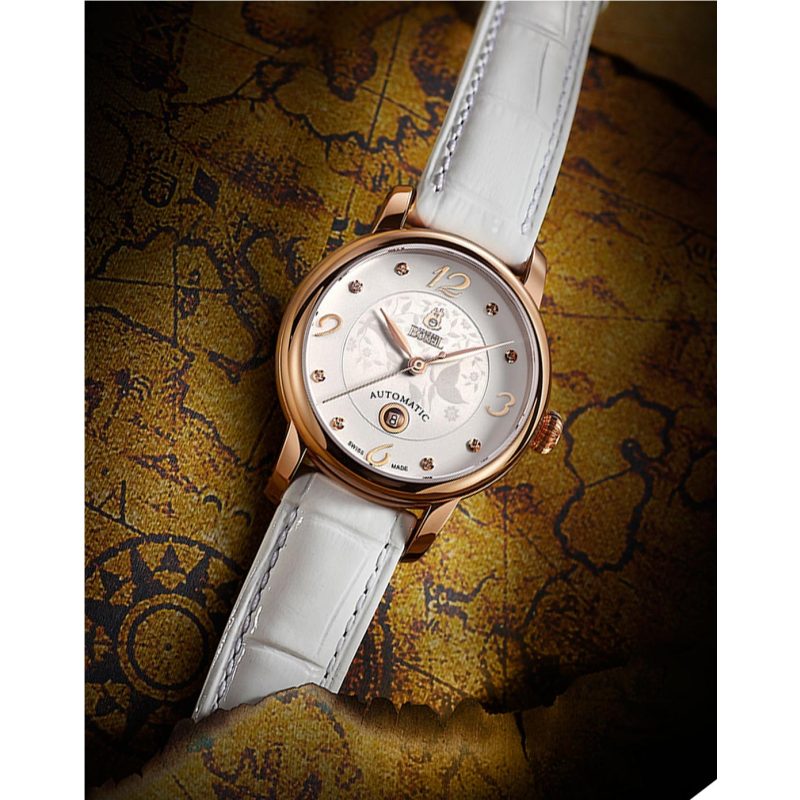 专柜同款瑞士依波路ernestborel蝴蝶花系列优雅玫瑰金皮带天然钻石