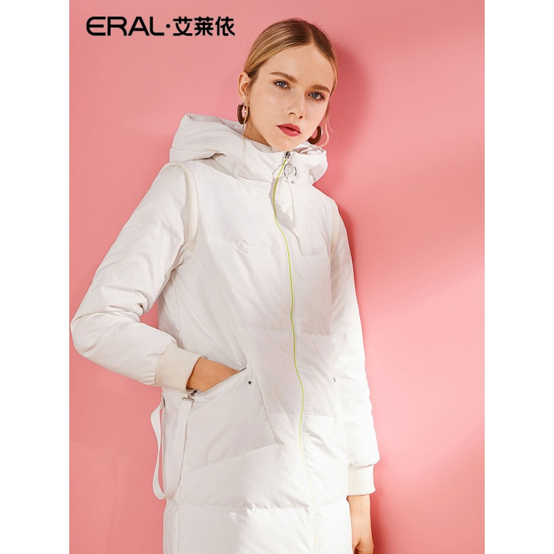 ERAL/艾莱依2017年商场同款撞色羽绒服女中长款加厚大衣617104149