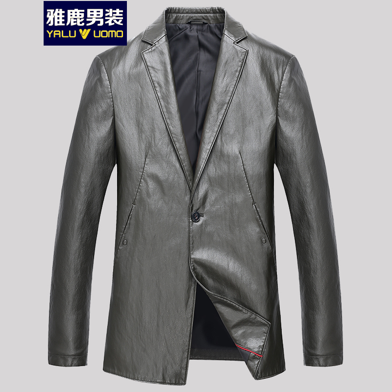 雅鹿男装2018休闲爸爸装柔软保暖皮衣新款S45EDPA88030
