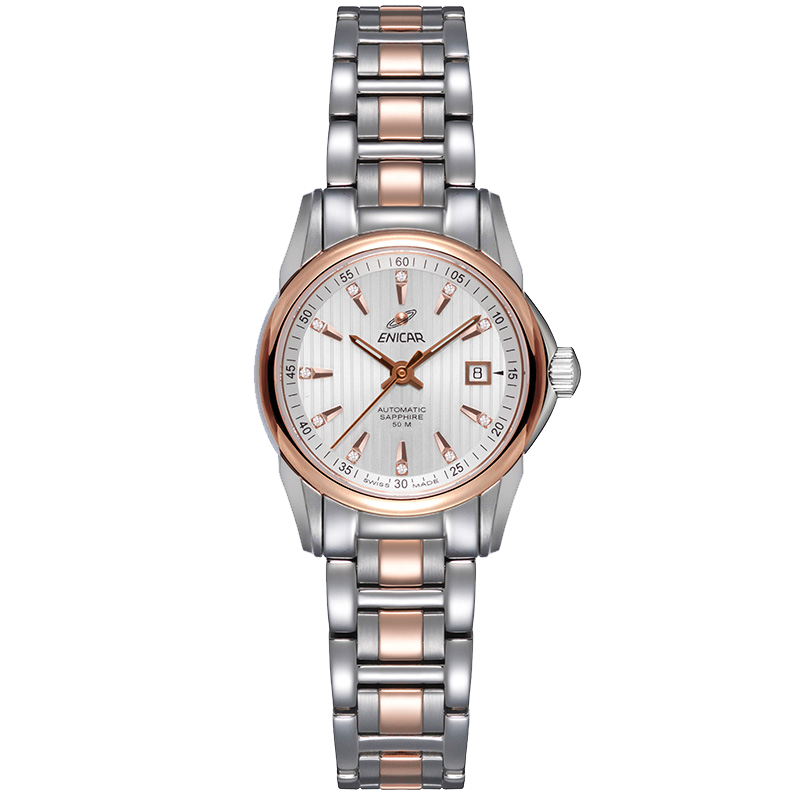英纳格enicar经典系列时尚简约休闲商务钢带自动机械女士手表77850336