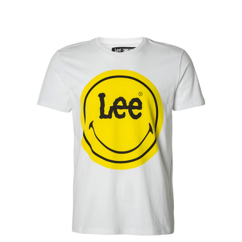lee男装白色棉质短袖笑脸印花圆领t恤l296192lqk14