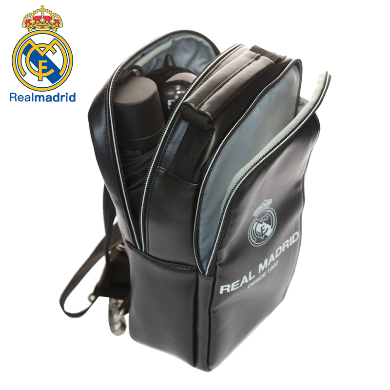 皇家马德里Realmadrid官方正品时尚男女士多功能大容量手提运动户外登山休闲健身训练商旅行电脑单肩小挎书包背包黑色