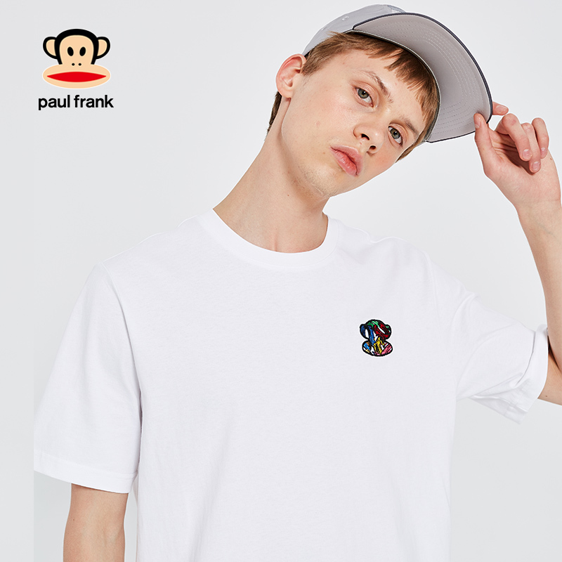 Paul Frank/大嘴猴2019夏季新款T恤男纯棉印花简约韩版休闲体恤潮