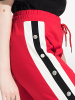 A&D街拍款百搭铆钉装饰时尚撞色阔腿裤休闲裤红色