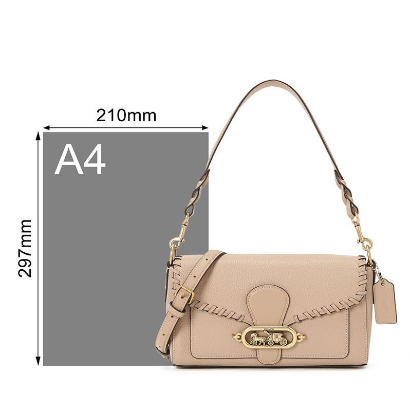 COACH 蔻驰 JADE 女士单肩包 通勤肩背包小号 马车标粒面皮拼织物F91025金扣图片