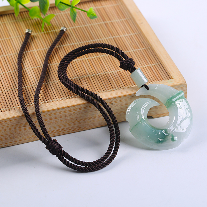 印象眸 翡翠时来运转玉吊坠 男女款圆牌玉石挂件 附送证书