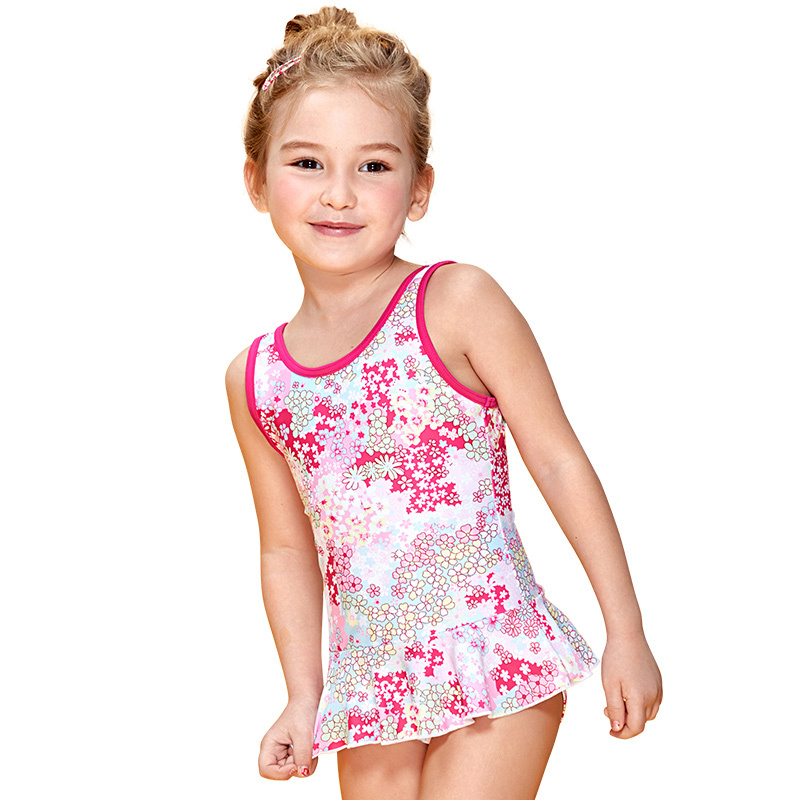 号手连体三角儿童泳衣女2018新款可爱公主宝宝中小童孩游泳装3-5