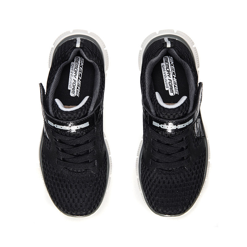 SKECHERS斯凯奇男小大童鞋魔术贴透气运动休闲鞋660014L 660014L/BKGY黑色+灰色