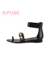 D：Fuse/迪芙斯夏季牛皮套趾平跟简约凉鞋女鞋DF52112012