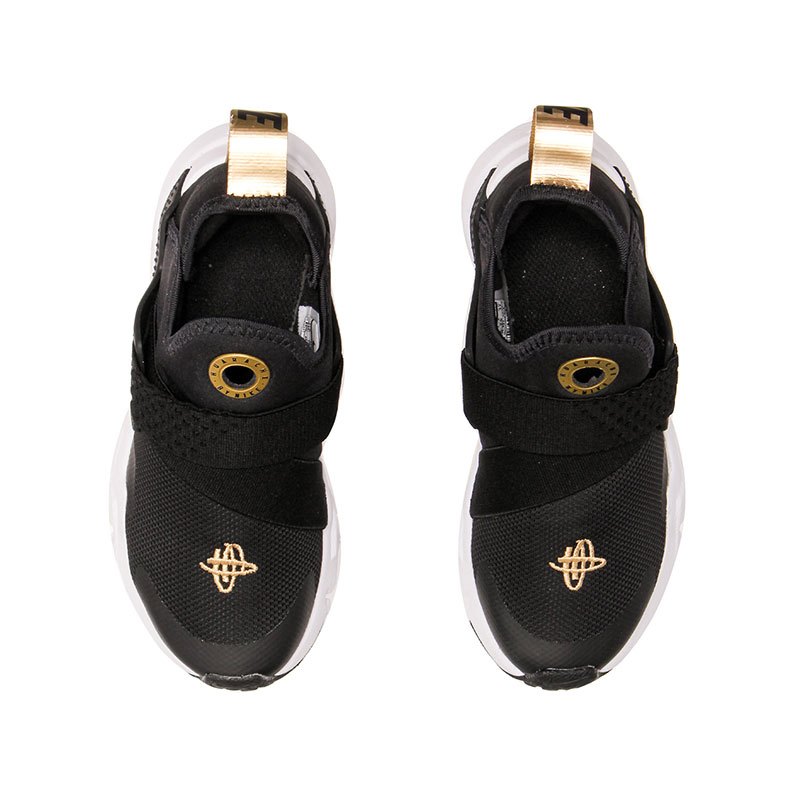 【自营】NIKE耐克男女幼童休闲鞋HUARACHE系列一脚蹬运动鞋AH7826 AH7826-007黑+金属金黄+白