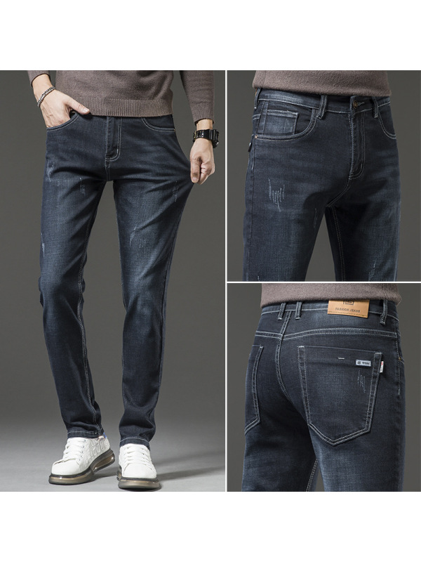 韩版时尚男士弹力牛仔裤男春季常规宽松小直筒长裤百搭休闲运动裤