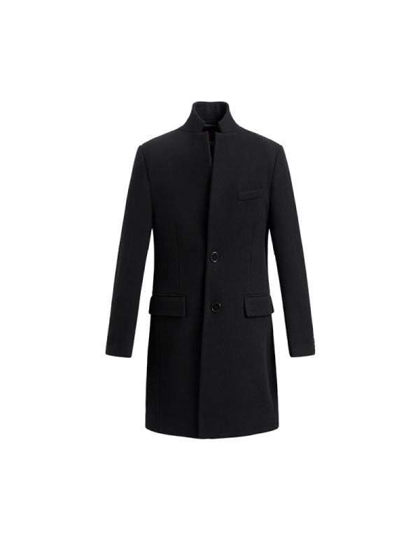 太平鸟男装立领毛呢大衣男羊毛外套商务呢大衣刺绣羊毛大衣青年潮