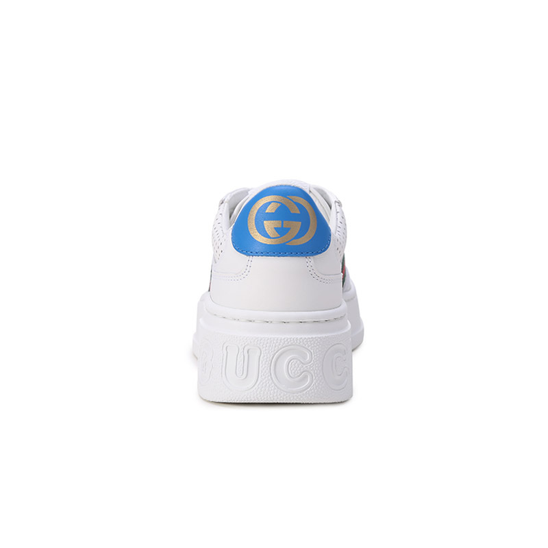 古驰 GUCCI 女士皮革厚底系带休闲运动鞋板鞋小白鞋670415 UPG10