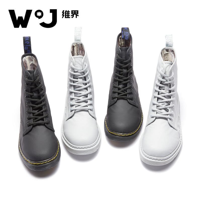 维界秋季新品英伦时尚马丁休闲靴男士韩版潮厚底增高工装帆布鞋男图片