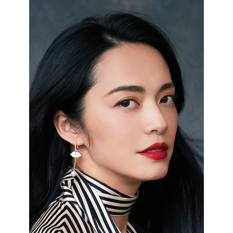 apmmonaco姚晨代言性感大嘴唇耳环不对称s925银耳饰时尚个性女士吻