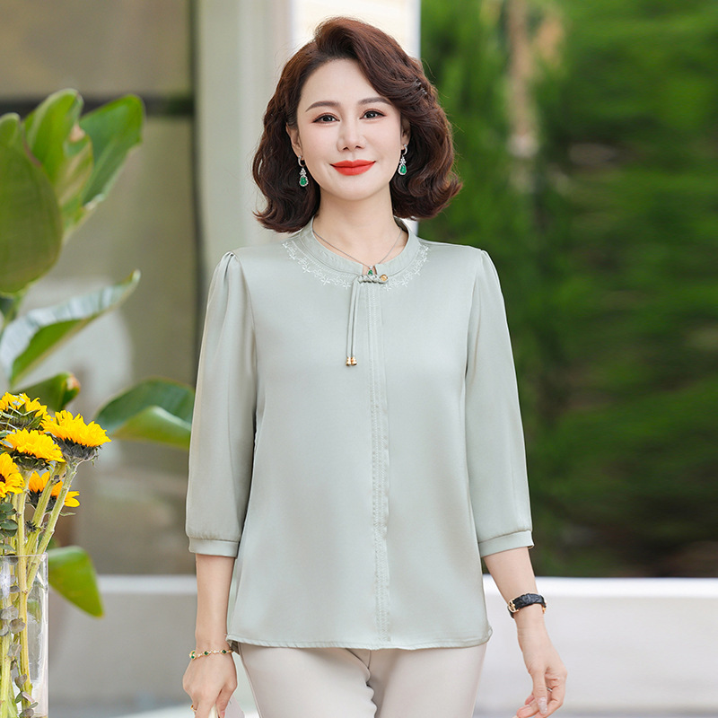 洋气妈妈装小衫夏装40-60岁中老年女装大码休闲上衣中年女士薄款