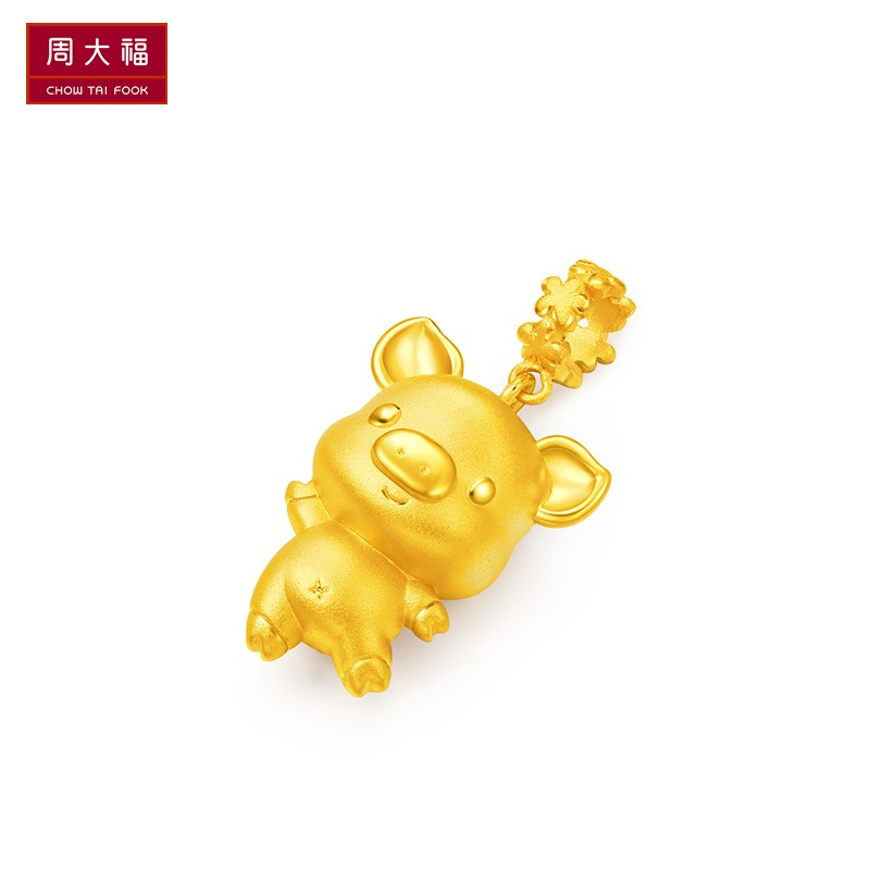 周大福十二生肖猪星星小猪转运珠足金金坠R21600