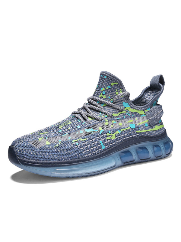 Ceba2022春季新款爆米花飞织椰子鞋潮男彩绘休闲运动鞋网面透气男鞋