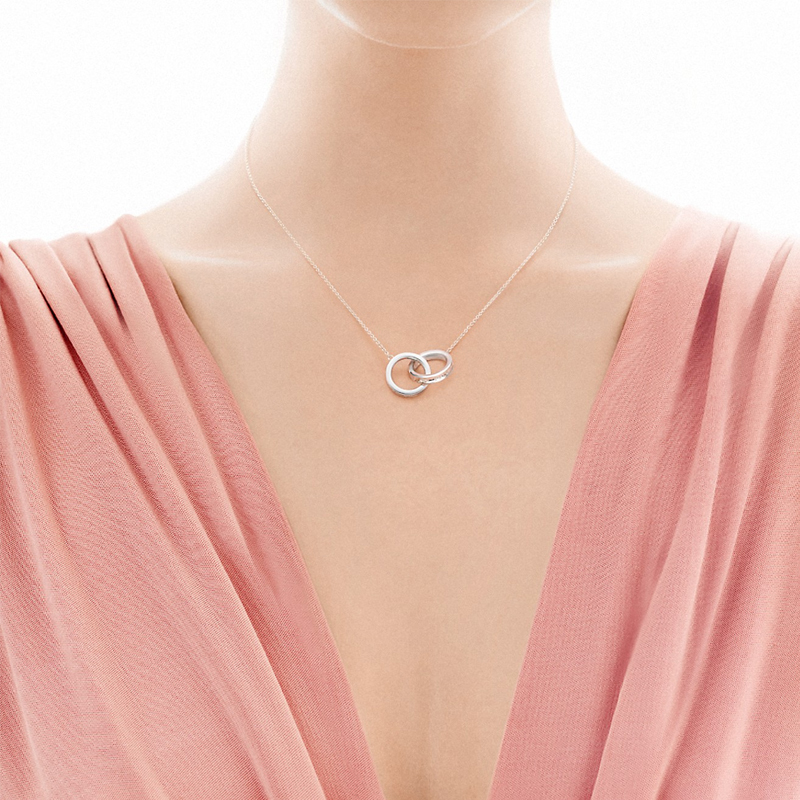 蒂芙尼tiffanyco22992139双环扣925银项链送女友礼物