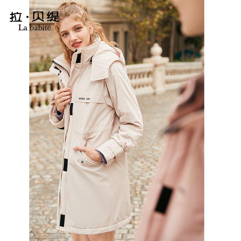 【专柜同款】拉贝缇工装棉服女中长款2019冬季新款连帽韩版宽松棉衣外套潮ins60009219