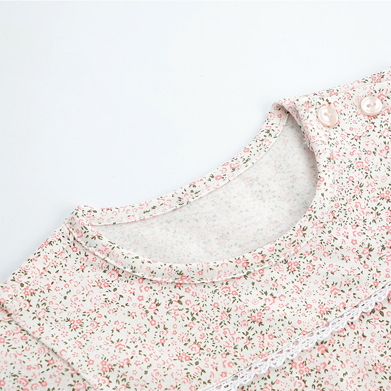 婴姿坊童装夏季新品女童休闲家居服0-3岁宝宝小碎花开肩衫两件套