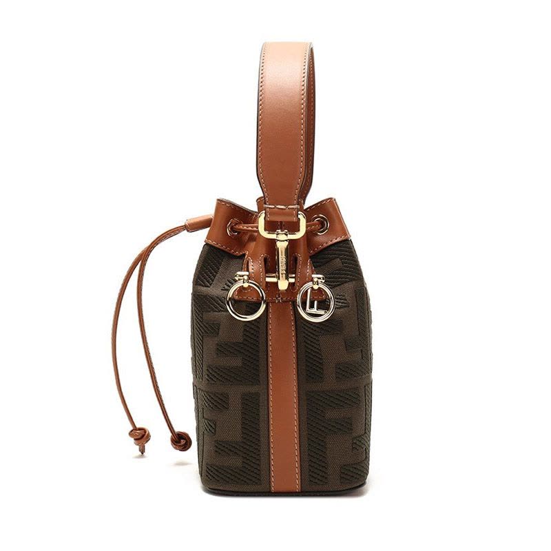 预定 FENDI芬迪 MON TRESOR米色皮革迷你手袋 手拎单肩水桶包12*18*10CM图片