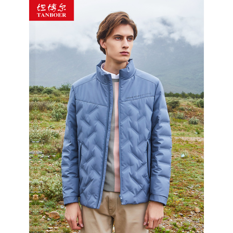 坦博尔2020新品男士短款羽绒服休闲时尚羽绒男装外套自营