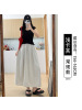 灰色工装半身裙女2026新款夏季薄款小个子冰丝高腰垂感山本南瓜裙