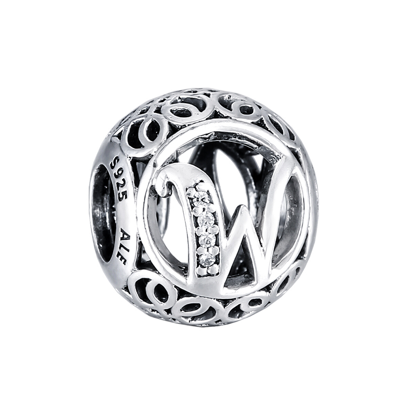 PANDORA潘多拉 复古字母W 925银串饰-791867CZ