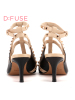D：Fuse/迪芙斯春羊皮铆钉T型带欧美女鞋DF61113020