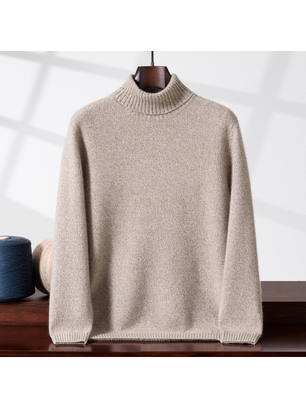 高翻领羊绒衫毛衣男士25秋冬款宽松套头毛衫纯色山羊绒针织打底衫