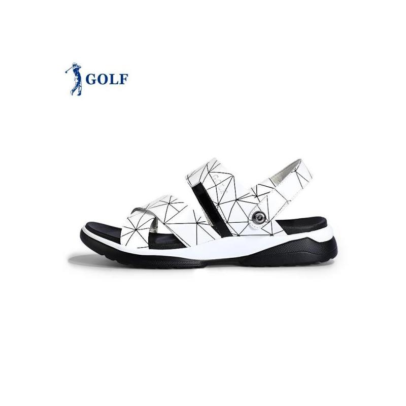GOLF男鞋凉鞋2018夏季新款两用防滑凉拖时尚透气真皮休闲沙滩鞋潮