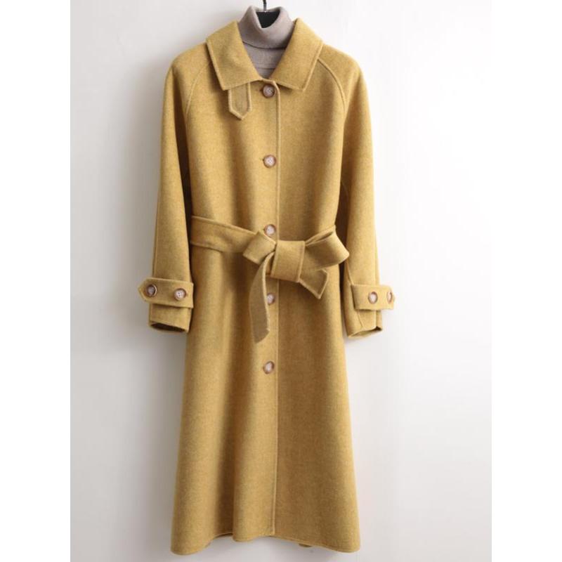 双面呢羊绒大衣女中长款秋冬季保暖外套韩版高端呢子大衣腰带