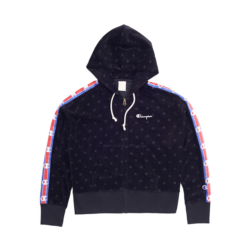 champion冠军女子premium系列印花连帽拉链卫衣运动服111045