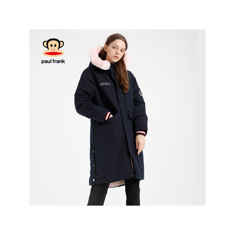 Paul Frank/大嘴猴冬季棉服女潮中长款韩版宽松加厚连帽X