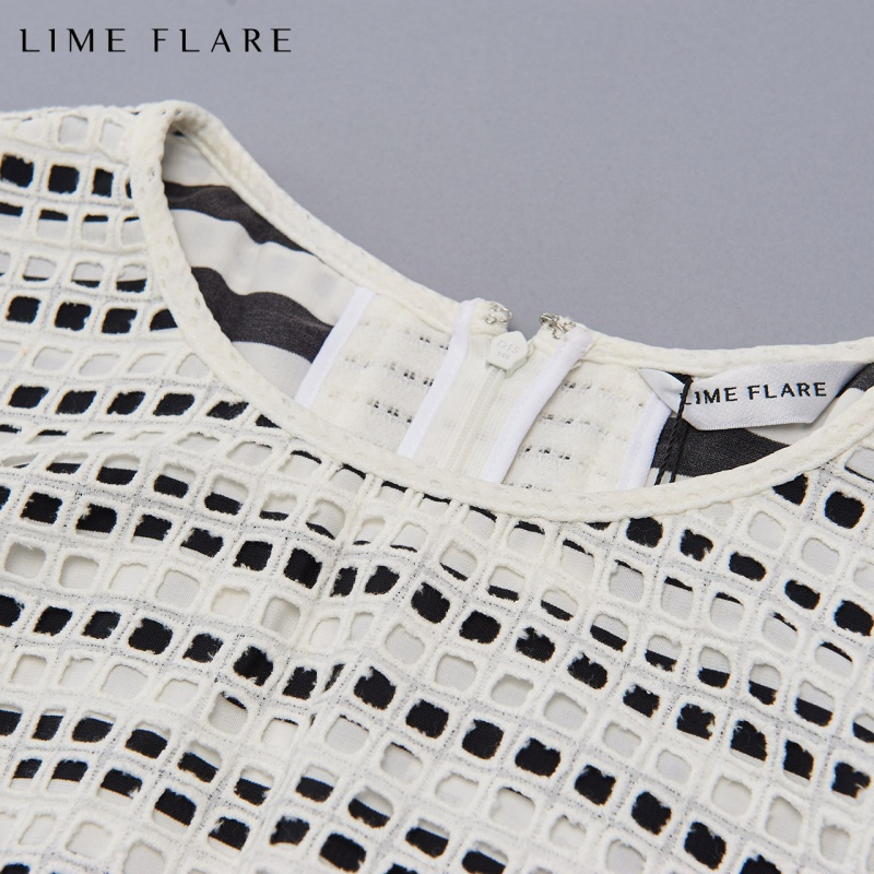 LIME FLARE/莱茵春夏篱笆纹收腰连衣裙LM15103WOP035