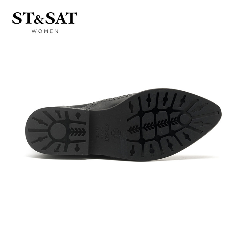 星期六ST&SAT专柜同款牛皮切尔西休闲时尚雕花英伦风短靴冬靴女SS64117475